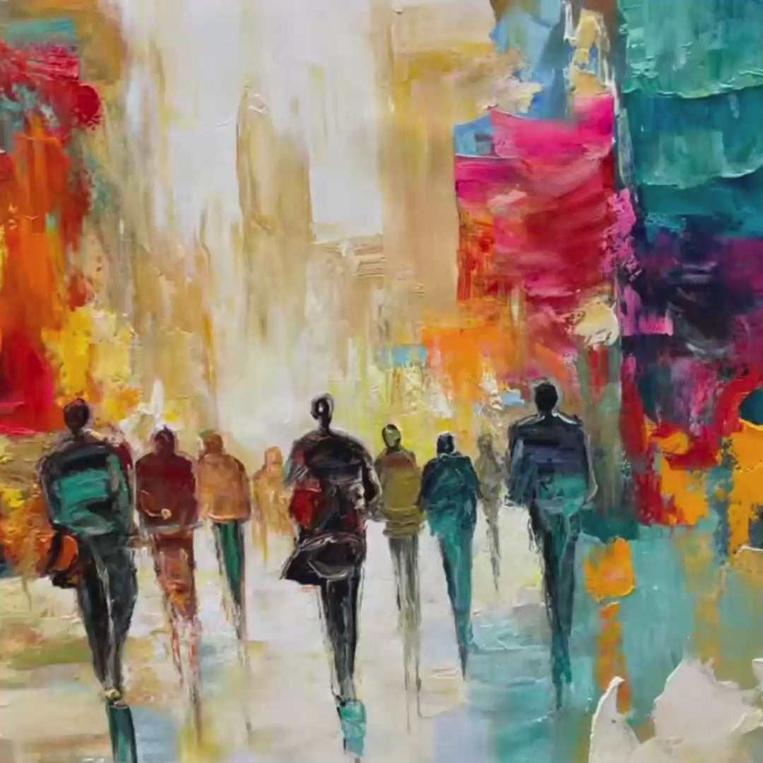 CITY LIGHTS: Textured Impasto Cityscape Oil Painting - Image 3