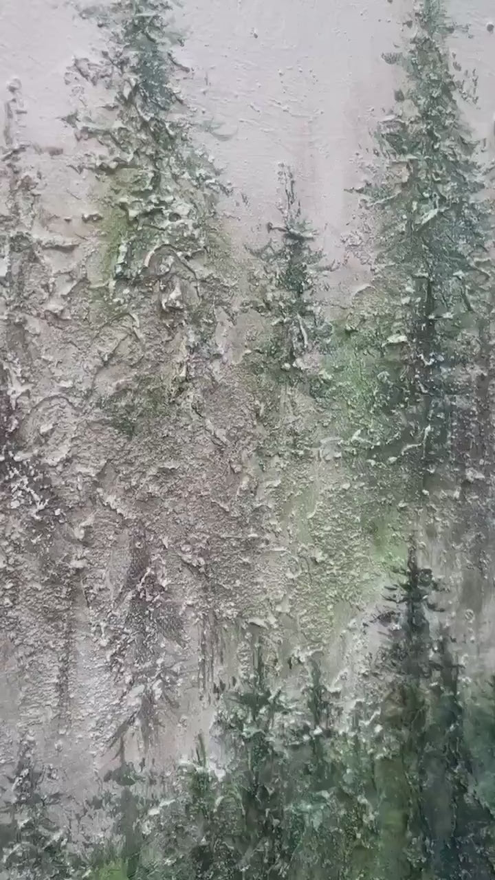 EMERALD MIST: Panoramic Misty Forest Landscape Oil Painting - Image 4