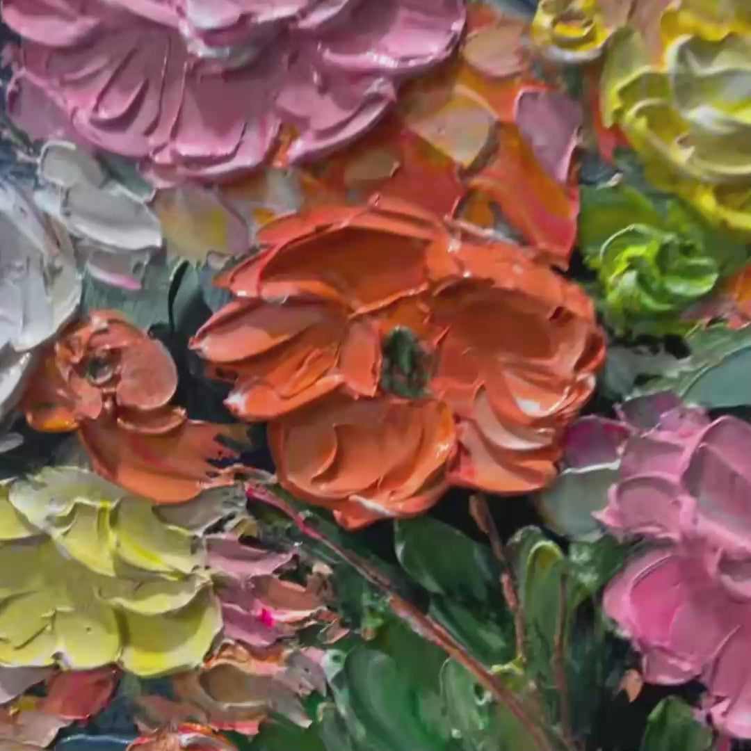 BLOOMING BOUQUET: Textured Floral Oil Painting - Image 3