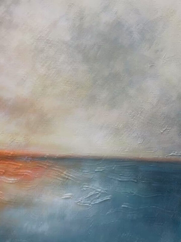 FIERY EMBRACE: Abstract Ocean Sunset Oil Painting