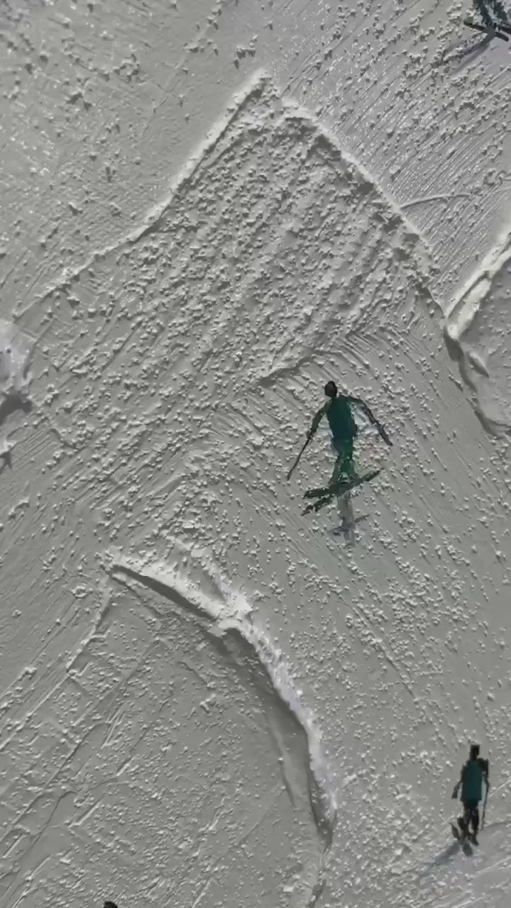 WINTER RHAPSODY: Minimalist Skiing Painting on Textured Canvas - Image 4