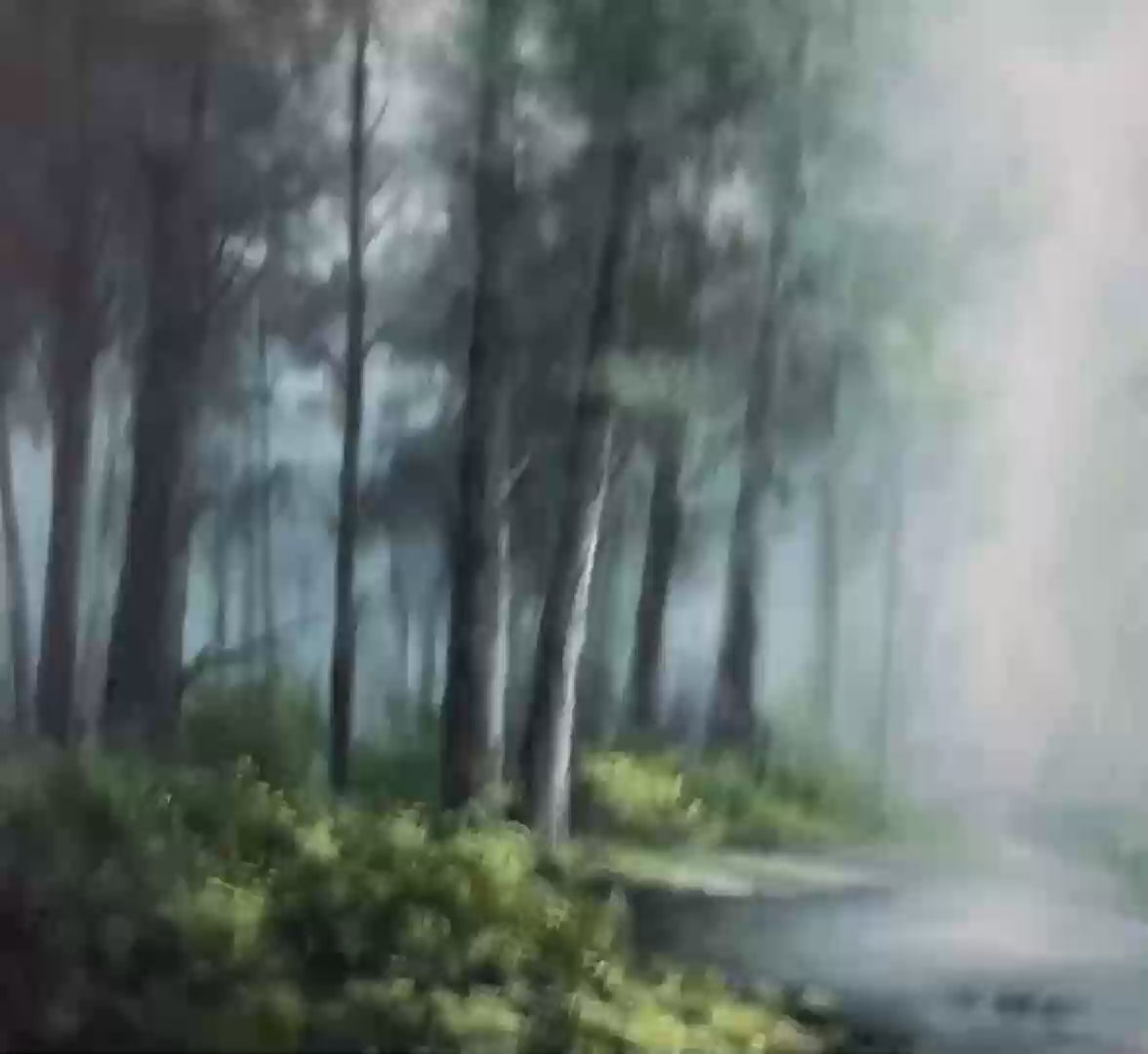 Ready to Ship | FOREST WHISPERS: Panoramic Misty Forest Oil Painting - Image 3