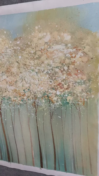 ASPEN GLOW: Panoramic Abstract Forest Landscape Oil Painting - Image 4