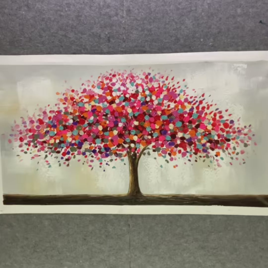 JEWEL TREE: Colorful Abstract Tree Painting, Impasto Texture, Horizontal Canvas, Modern Wall Art - Image 4