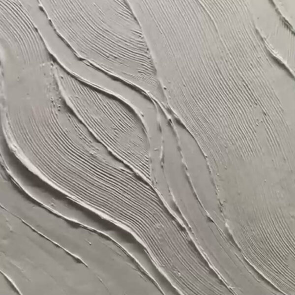 SERENE RIPPLES: Abstract Minimalist Textured White Painting for Living Room