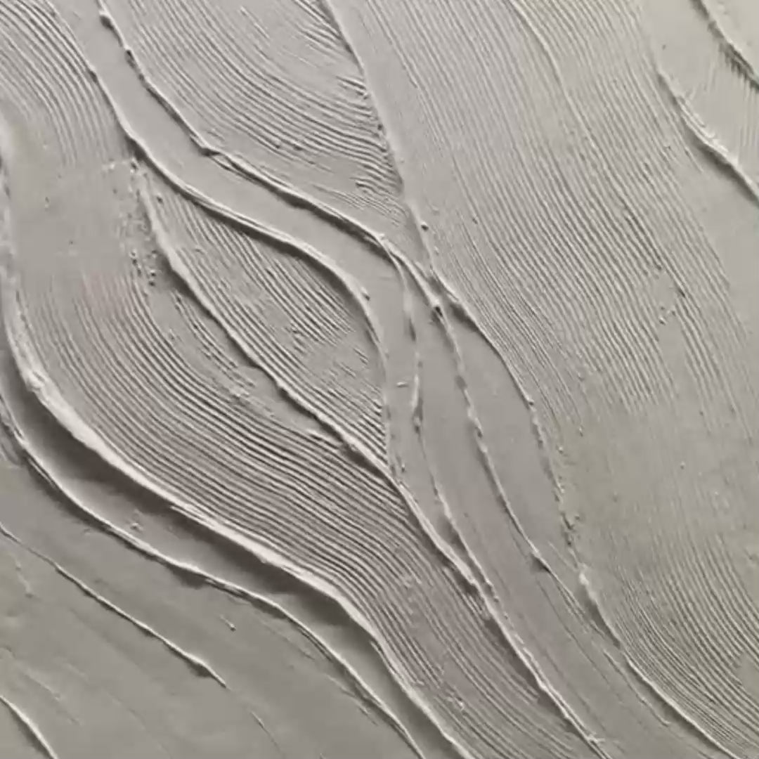 SERENE RIPPLES: Abstract Minimalist Textured White Painting for Living Room - Image 3