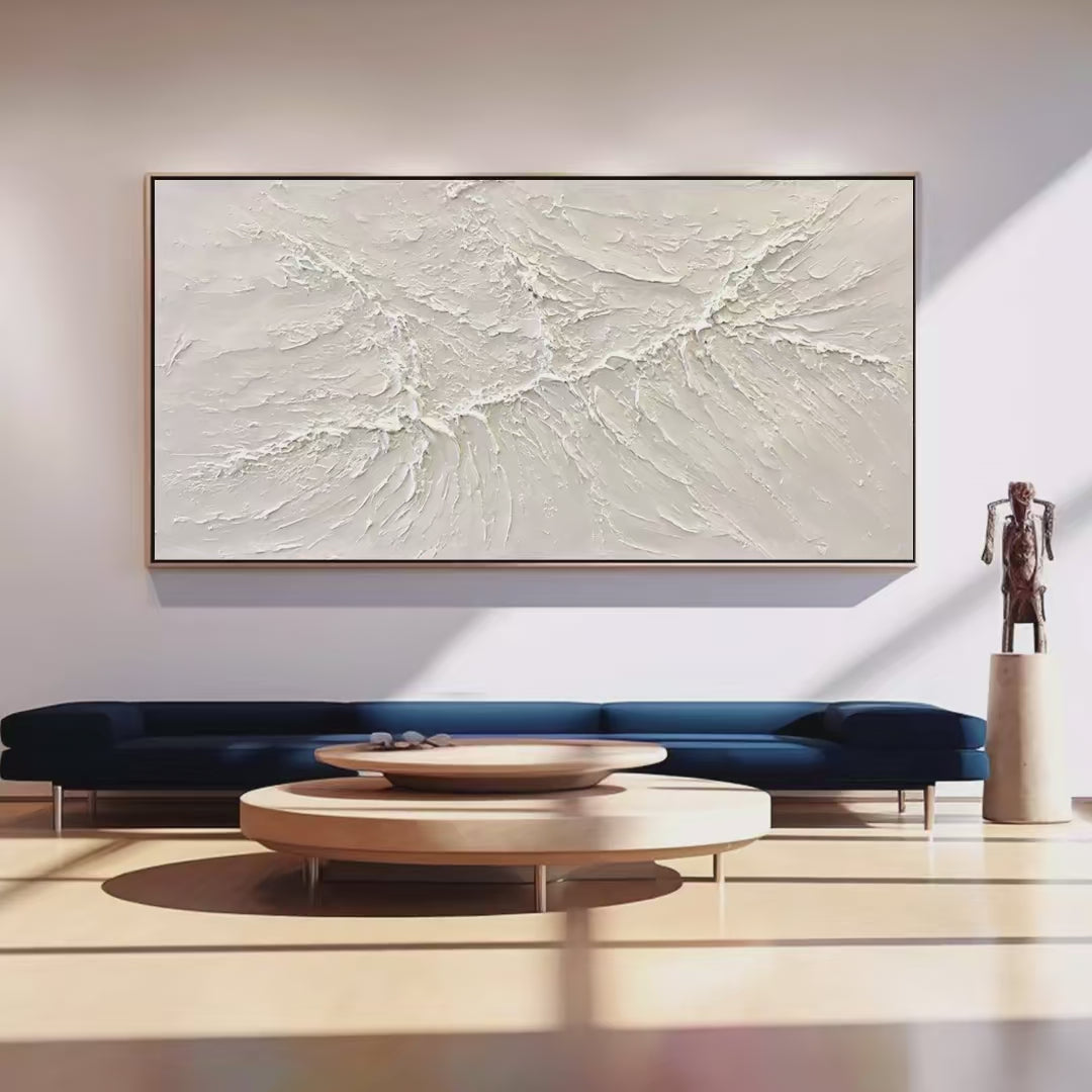 WHITE SANDS: Textured Minimalist Abstract Painting in White - Image 4