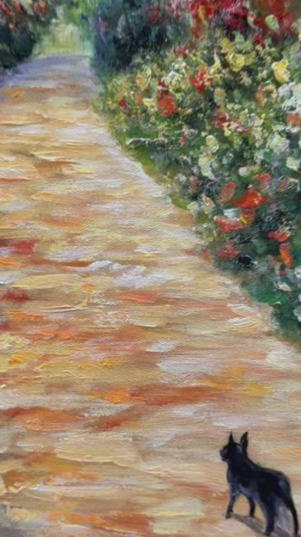WINDMILL WAY: Charming Village Garden Path Oil Painting - Image 4