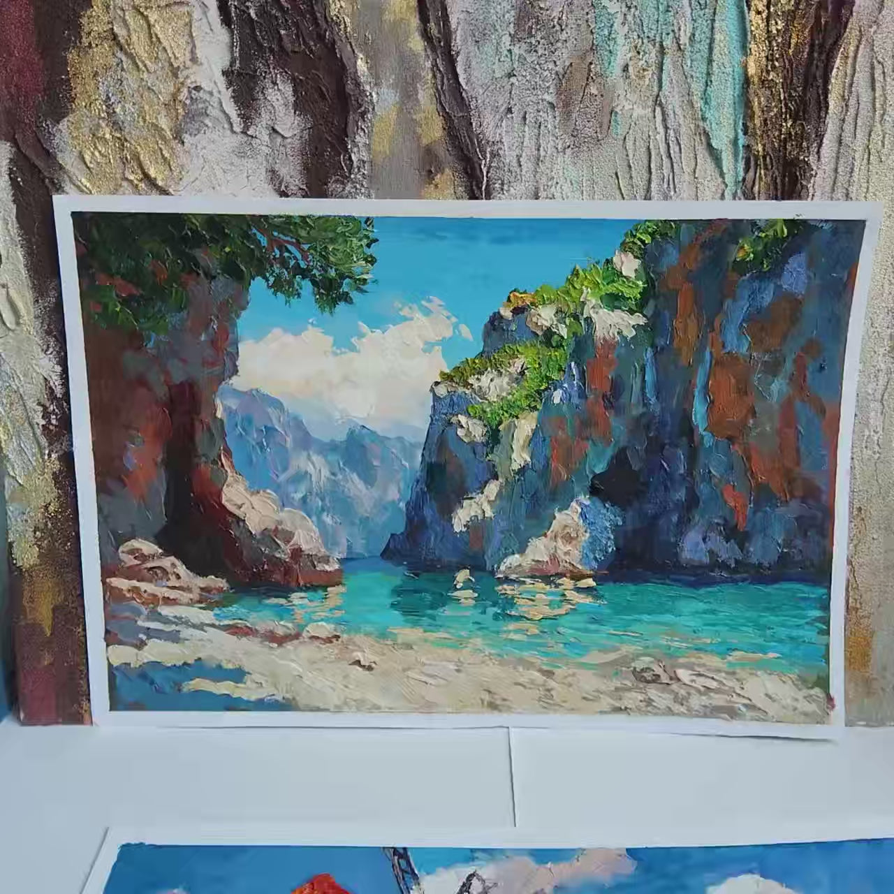 AMALFI COVE: Impasto Coastal Landscape Oil Painting - Image 4