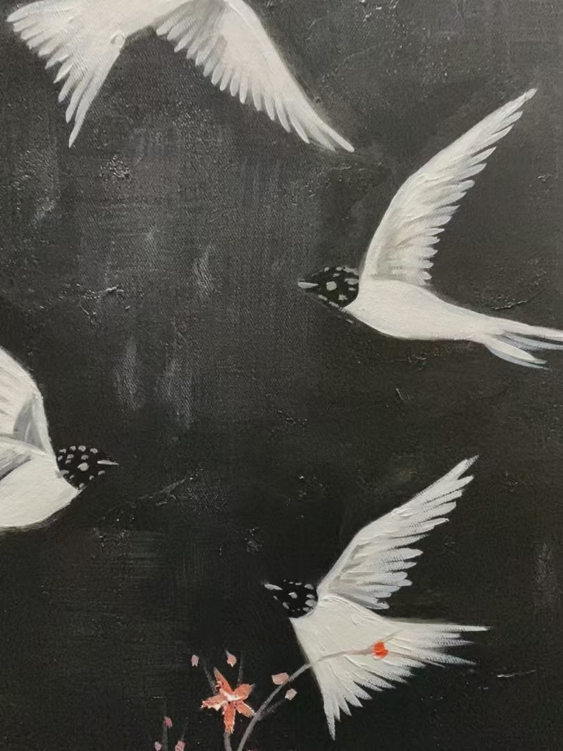 DANCING IN THE DARK: Beaded Birds and Blossoms Artwork - Image 4