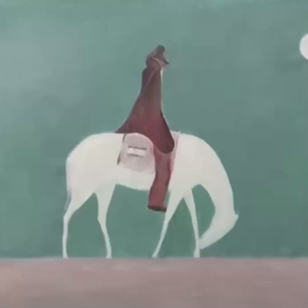 SOLITARY RIDER: Minimalist Horse and Rider Painting, Panoramic Wall Art - Image 3