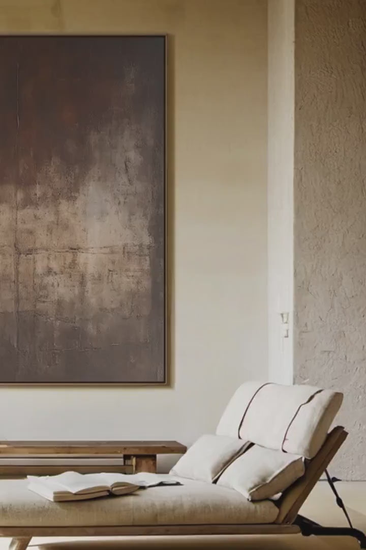 DARK BROWN TEXTURED ABSTRACT: Minimalist Textured Painting - Image 3