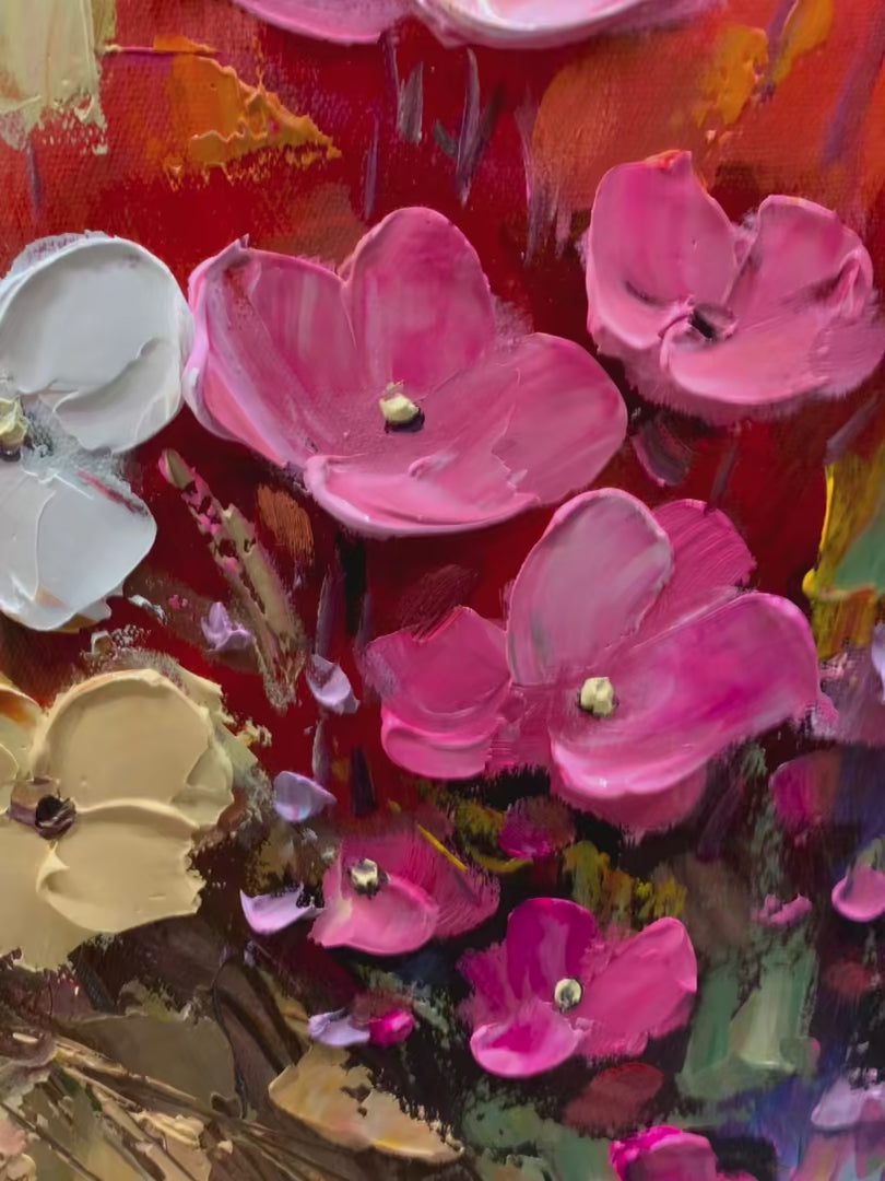 BLOOMING MEADOW: Panoramic Floral Landscape Painting, Impasto Flowers, Colorful, Living Room, Bedroom, Dining Room - Image 4