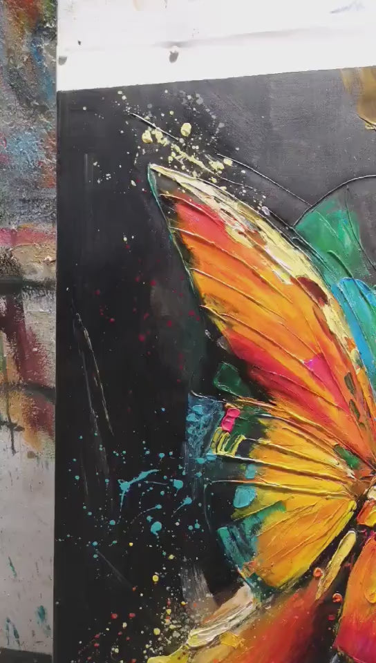 BUTTERFLY NEBULA: Colorful Butterfly Oil Painting on Canvas - Image 4