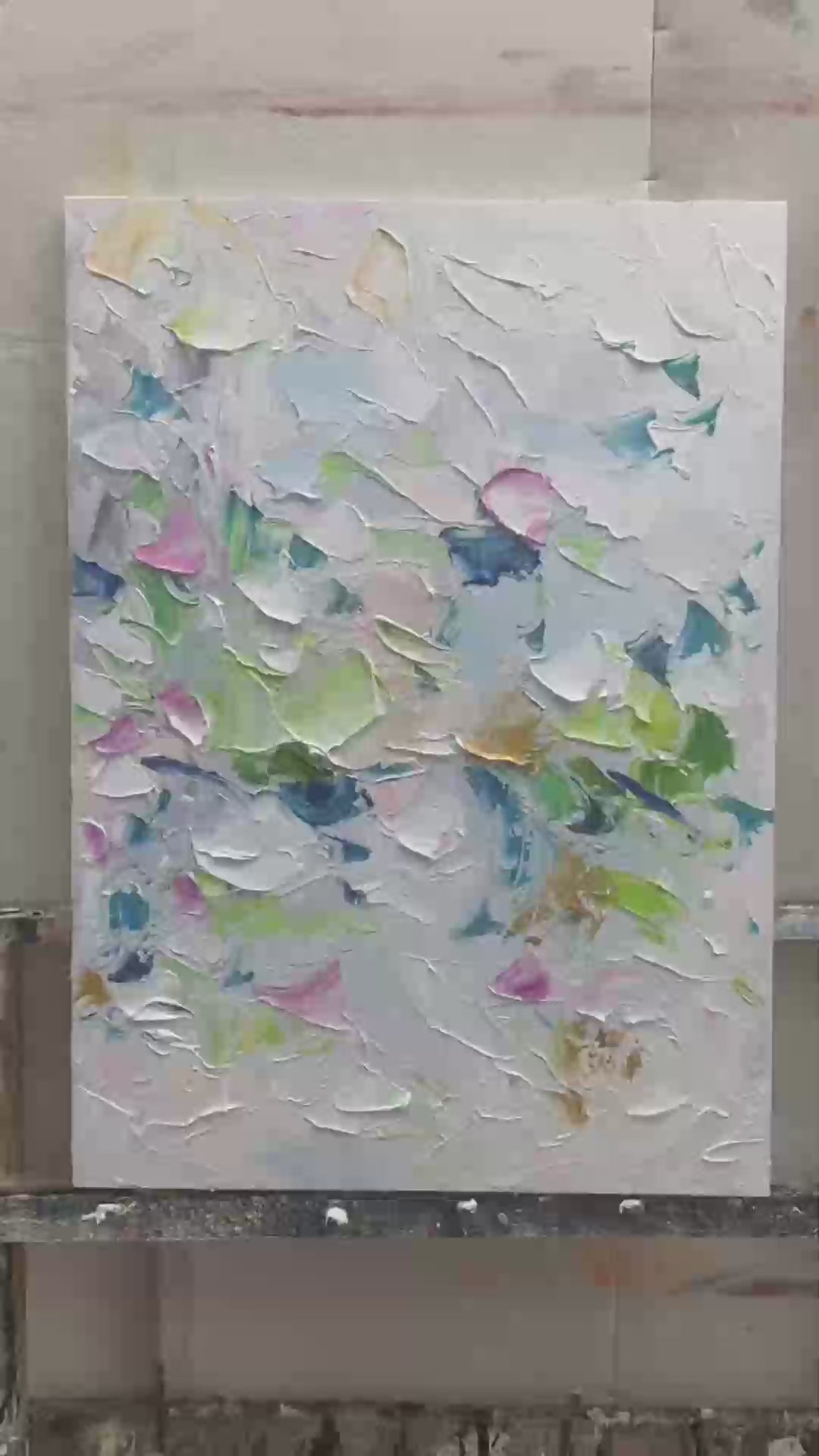 SPRING BLOSSOM: Textured Abstract Floral Painting in Light Pastel Colors - Image 3