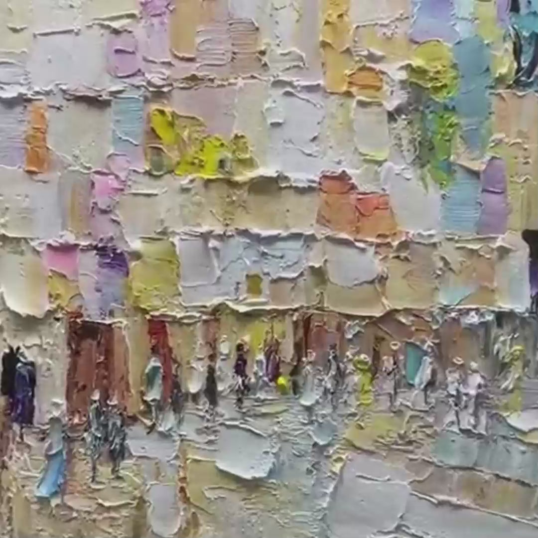 STONES OF SOLACE: Textured Impasto Painting of an Ancient Cityscape - Image 3