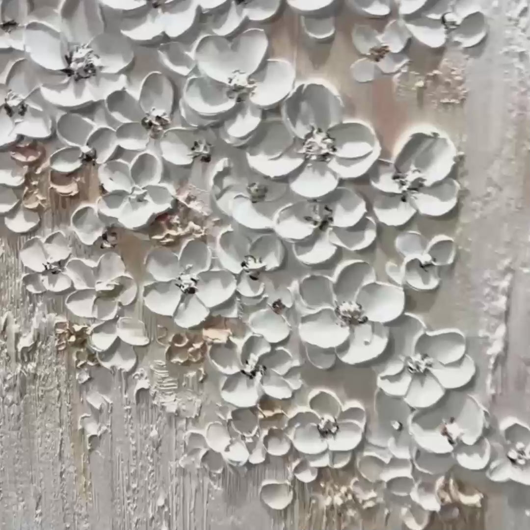 BLOSSOM CASCADE: Textured Wabi Sabi 3D Flower Painting - Image 3