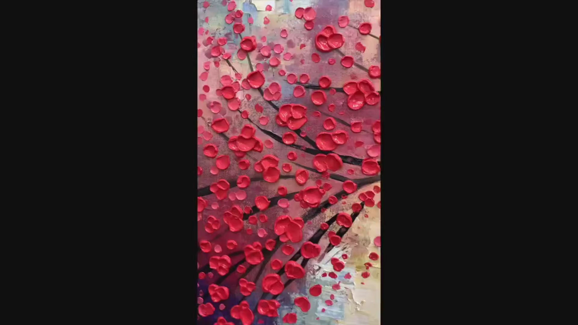 HEART TREE: Textured Impasto Red Tree Painting with Heart-Shaped Leaves - Image 4