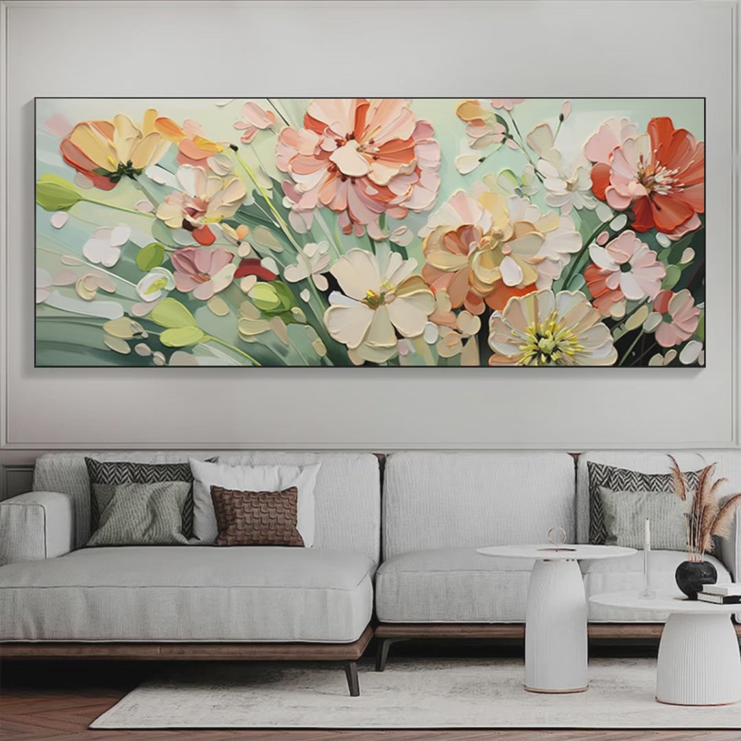 SUNKISSED GARDEN: Textured Floral Impasto Painting in Orange and White - Image 4