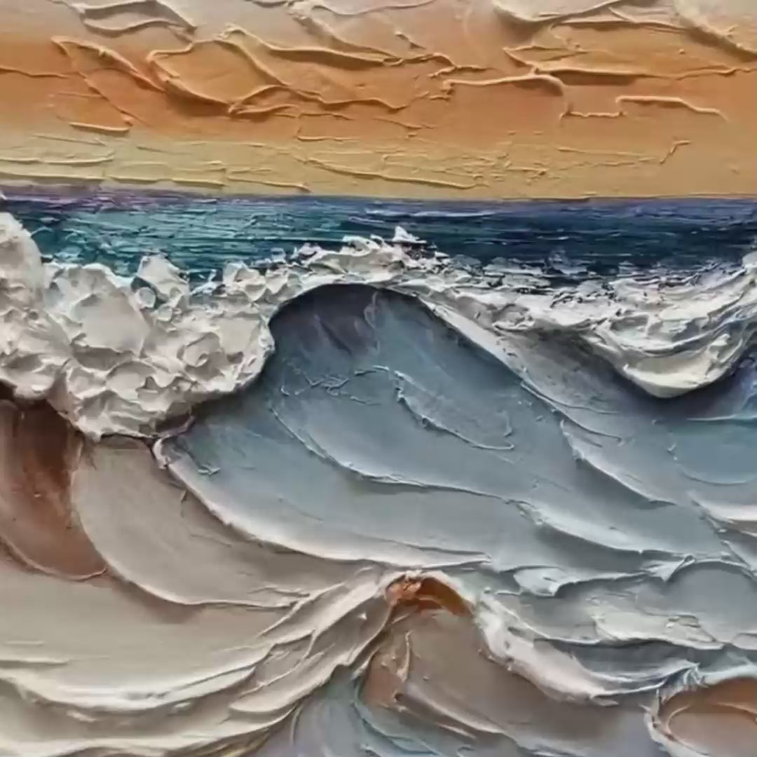 FROZEN TIDE: Textured Abstract Blue and White Oil Painting - Image 3