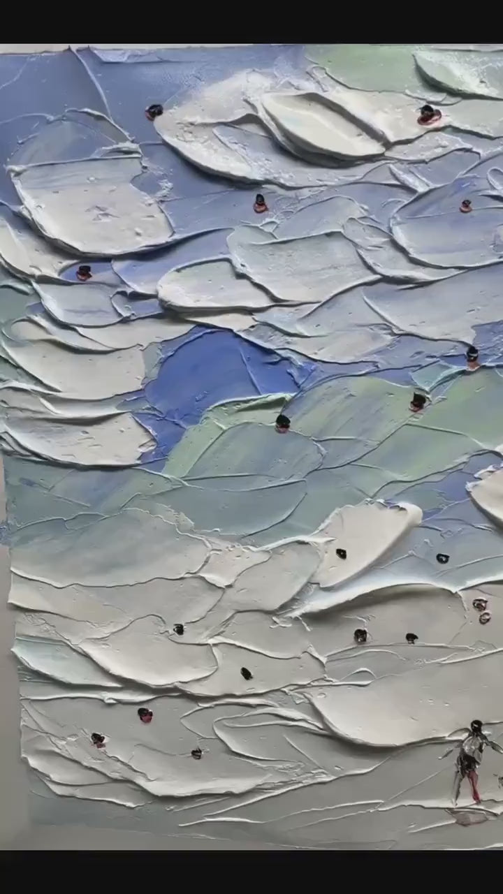 BEACH DAY VIBES: Textured Beach Scene Painting, Horizontal Wall Art - Image 4