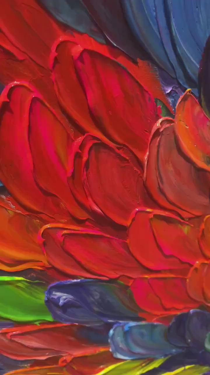 SPECTRUM RAIN: Colorful Abstract Impasto Oil Painting on Canvas - Image 3