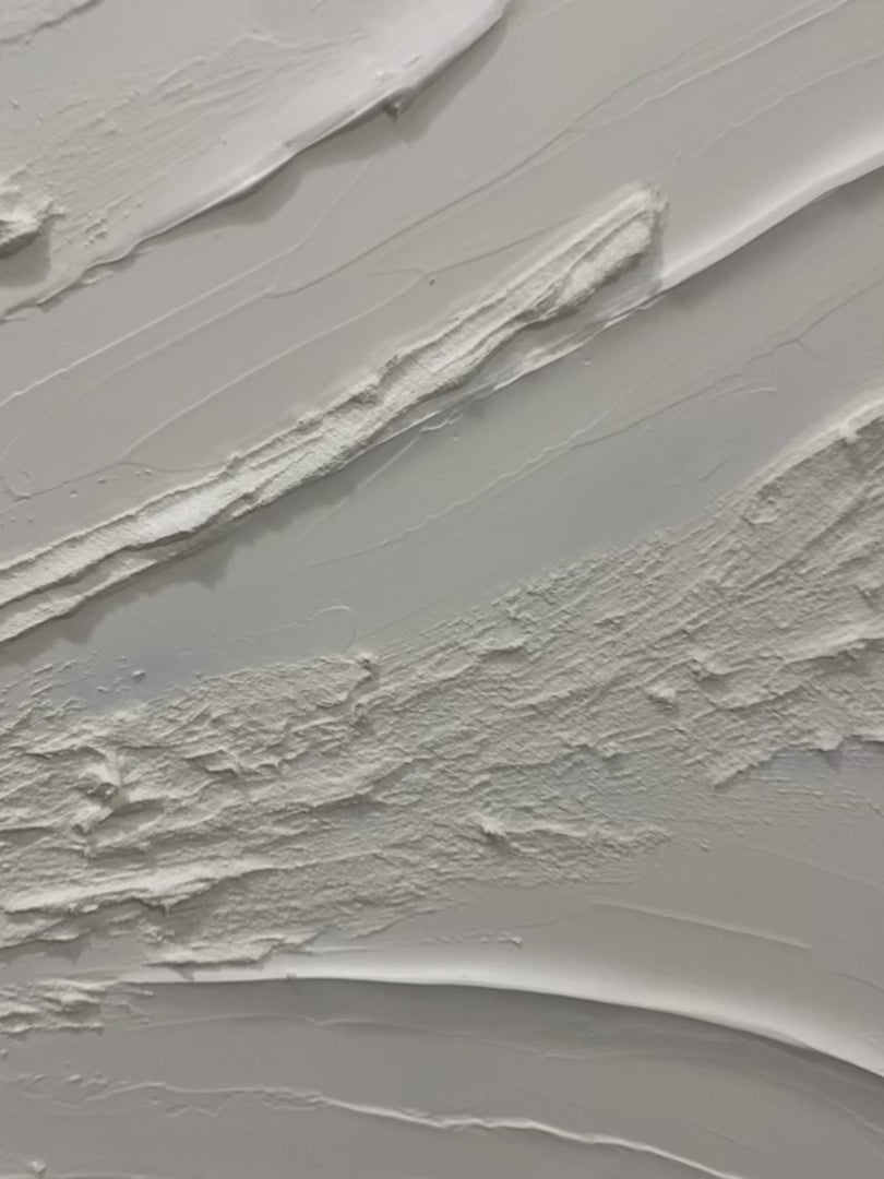 WHISPERING WINDS: White Beige Textured Abstract Oil Painting - Image 4