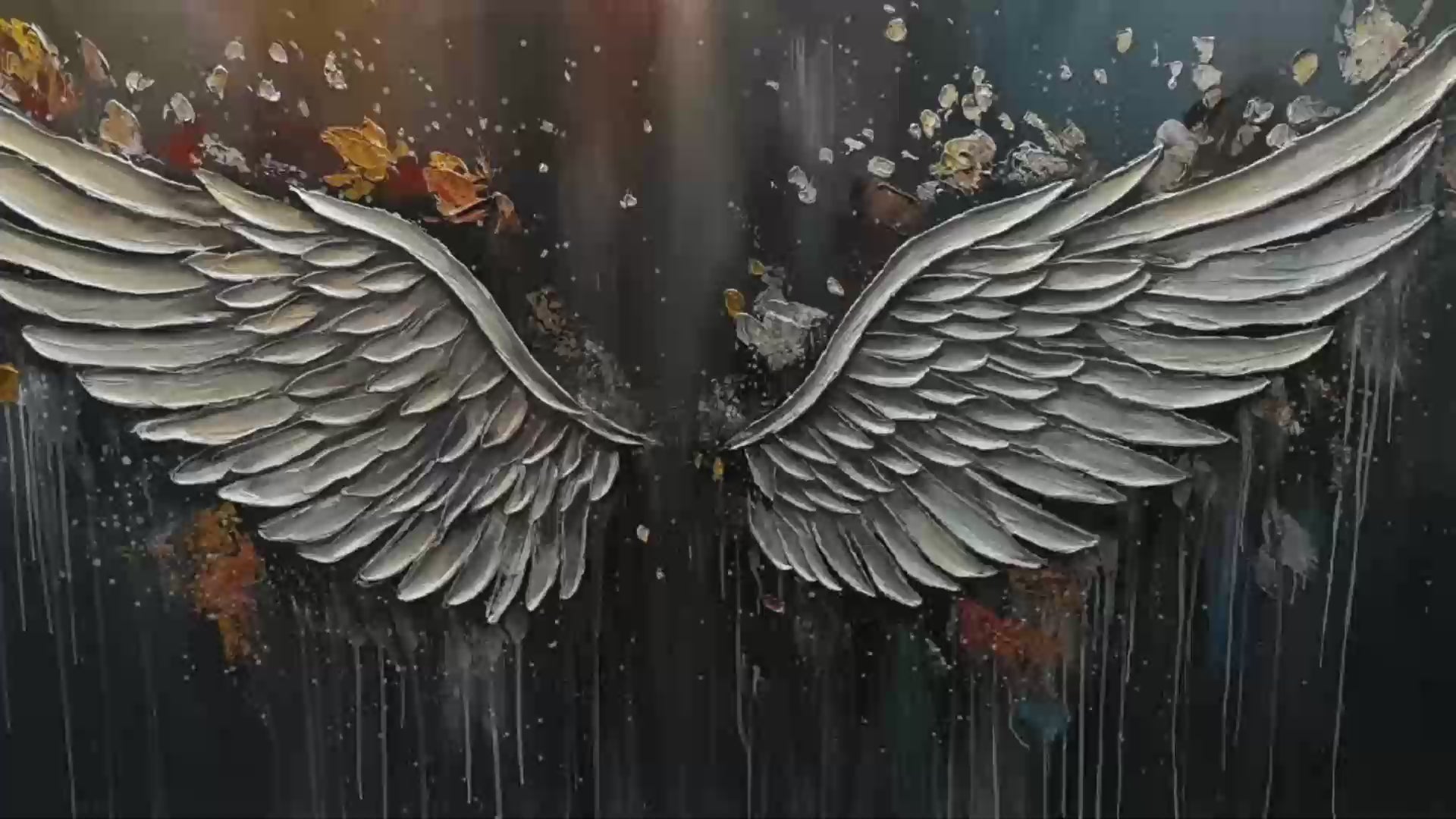 WINGS OF HOPE: Textured Abstract Angel Wings Oil Painting - Image 3