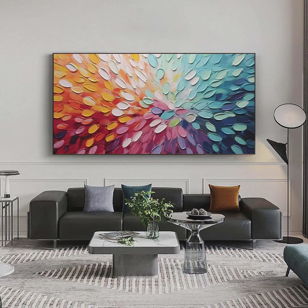 RAINBOW BURST: Textured Abstract Painting in Rainbow Colors - Image 4
