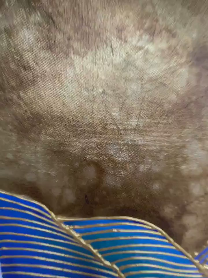 GOLDEN FLOW: Abstract Blue and Gold Oil Painting - Image 4