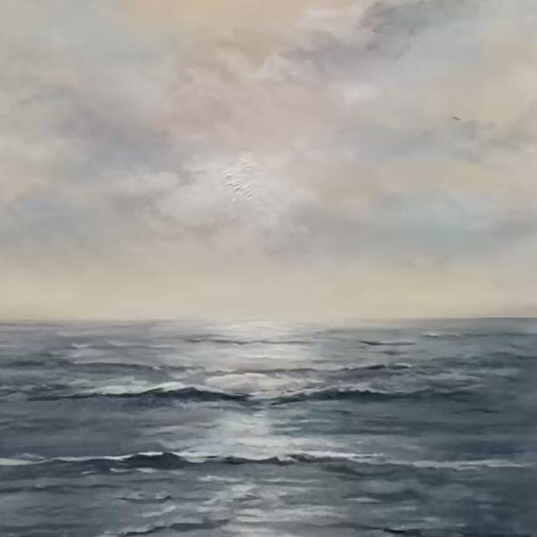 TRANQUIL SHORES: Serene Coastal Landscape Oil Painting - Image 3