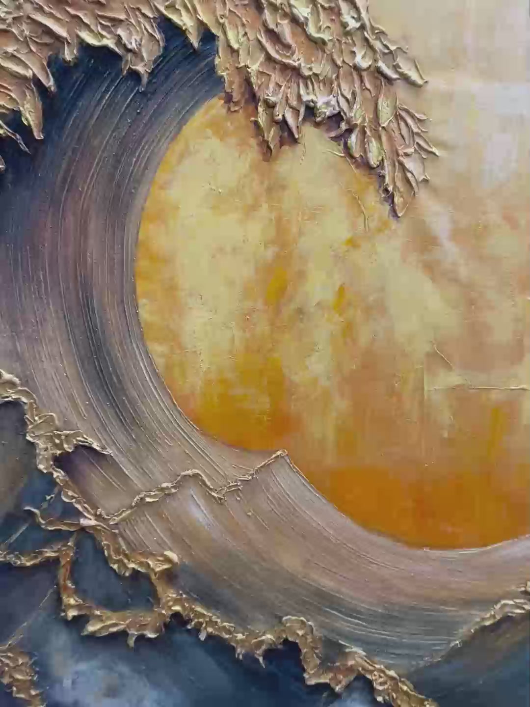 Ready to Ship | Golden Wave Dreams: A Work of Textured Sea Billows - Image 3