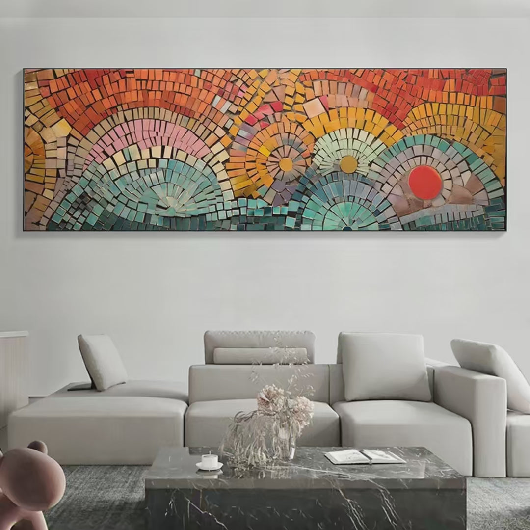 MOSAIC SUNSET PANORAMIC: Mosaic Painting, Panoramic Wall Art, Colorful Decor - Image 2