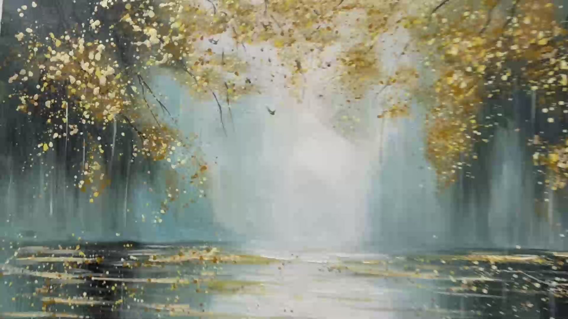Ready to Ship | Golden Whispers: Textured Gold-Accented Forest Oil Painting - Image 3