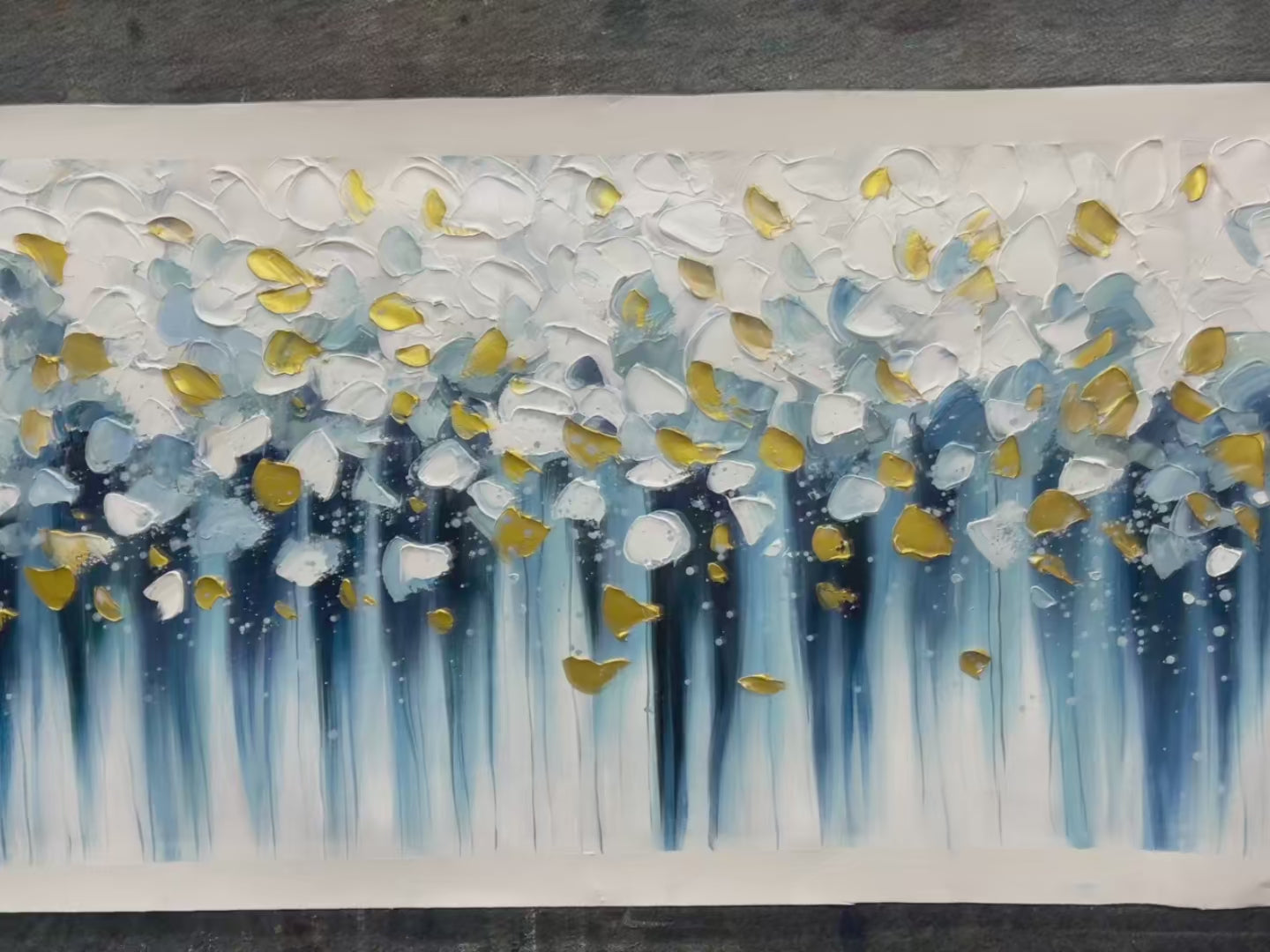 GOLDEN FALLS: Abstract Painting in Blue and Gold, Textured Canvas, Modern Wall Art - Image 4