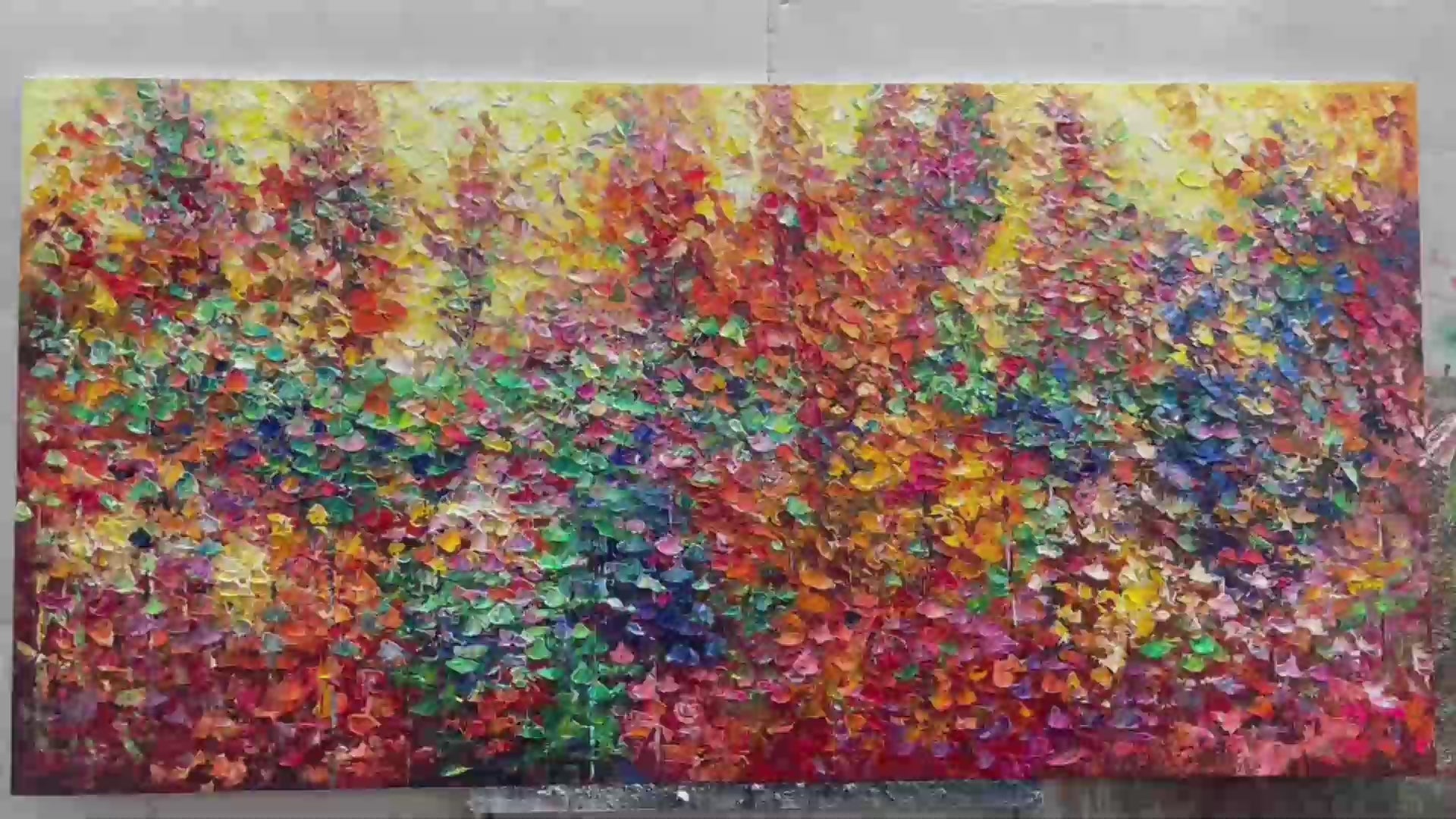 AUTUMN GLOW: Textured Abstract Landscape Painting in Vibrant Autumn Colors - Image 3