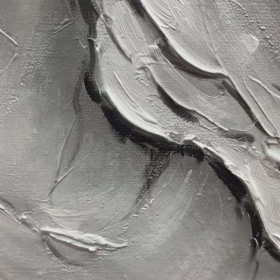 FROZEN PEAKS: Textured Impasto Mountain Landscape Oil Painting - Image 4
