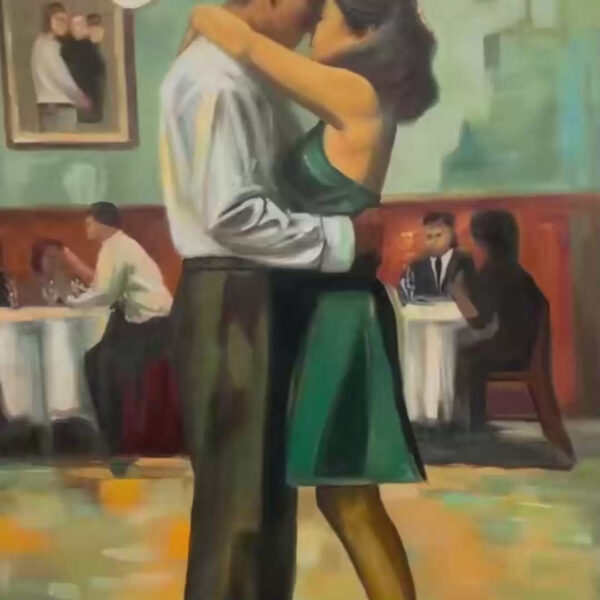 LAST DANCE: Romantic Figurative Oil Painting of Couple Dancing