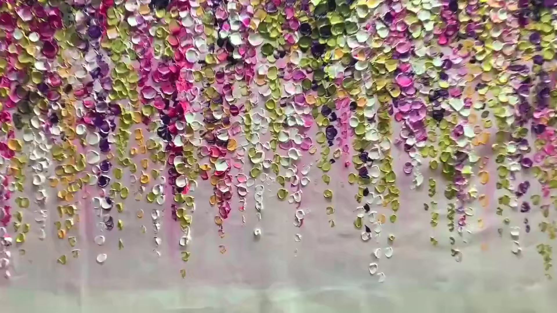 WISTERIA CASCADE: Textured Impasto Floral Painting in Pink, Purple, and Green - Image 4