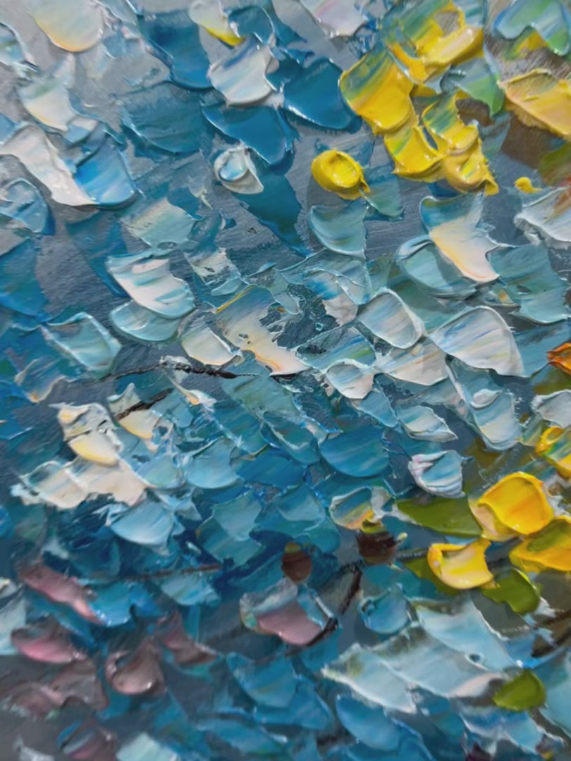 SPECTRUM OF JOY: Textured Impasto Tree Oil Painting - Image 4