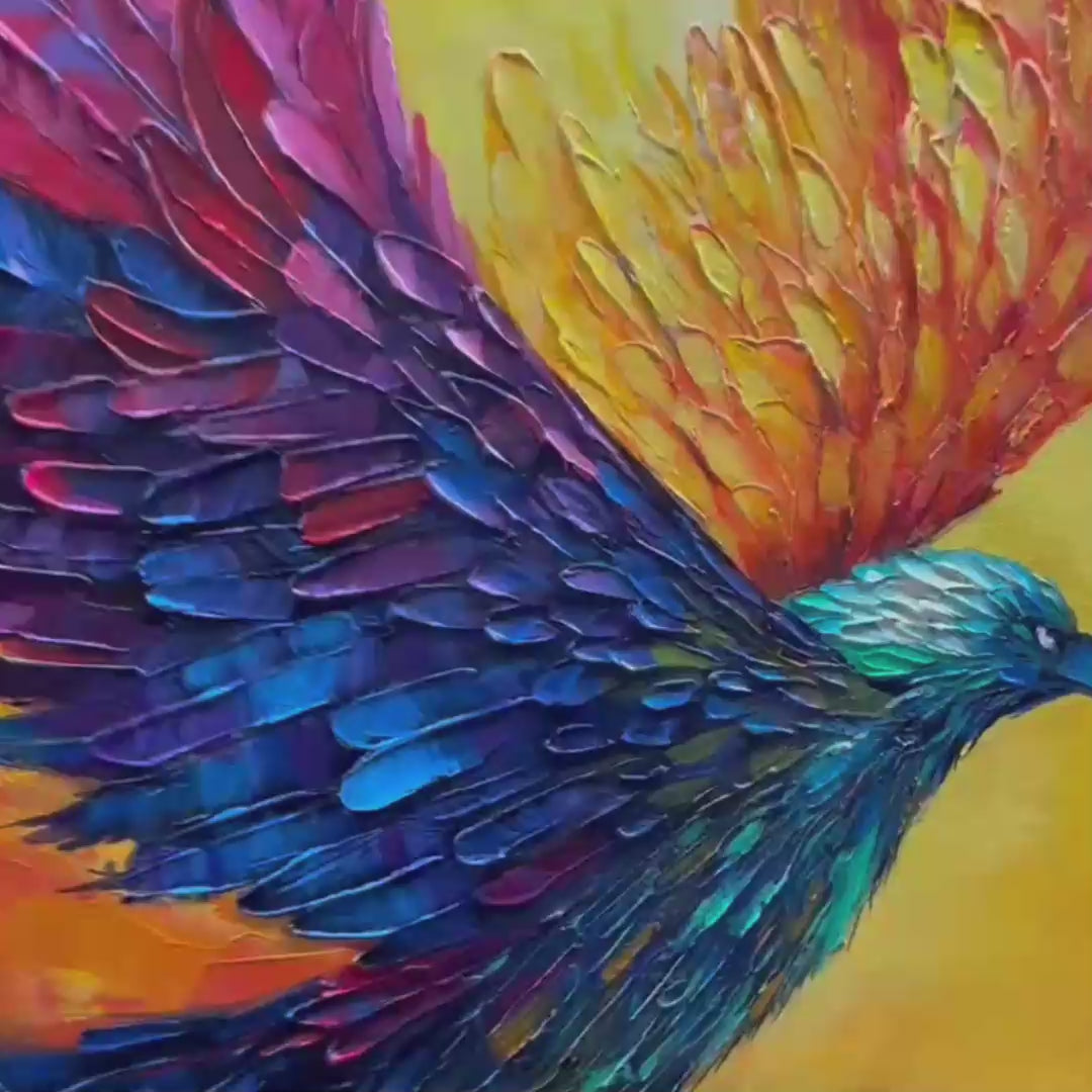 FLIGHT OF FANCY: Textured Impasto Bird Oil Painting - Image 4