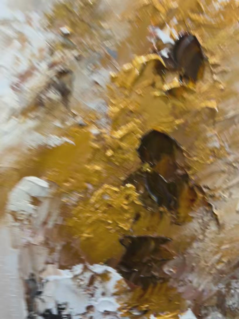 GOLDEN WHISPERS: Textured Abstract Painting in Beige, White, and Gold - Image 4