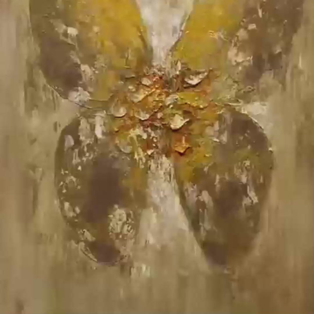 GOLDEN WINGS: Gold Butterfly Painting, Textured Wall Art, Vertical Canvas, Beige and Gold Decor - Image 3