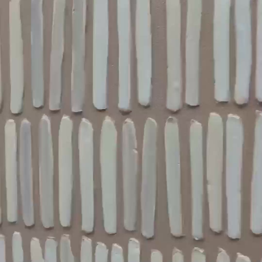 EARTHEN RHYTHM: Minimalist Textured Beige Grid Painting - Image 3