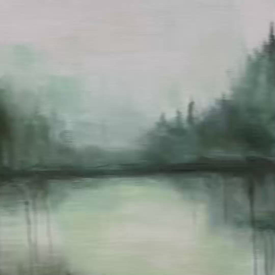 EMERALD MIST: Textured Abstract Forest Landscape Oil Painting - Image 3