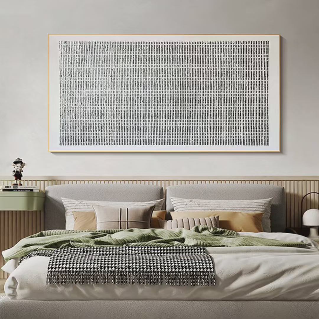 WOVEN TEXTURE: Minimalist Textured Painting in Grey and White - Image 2