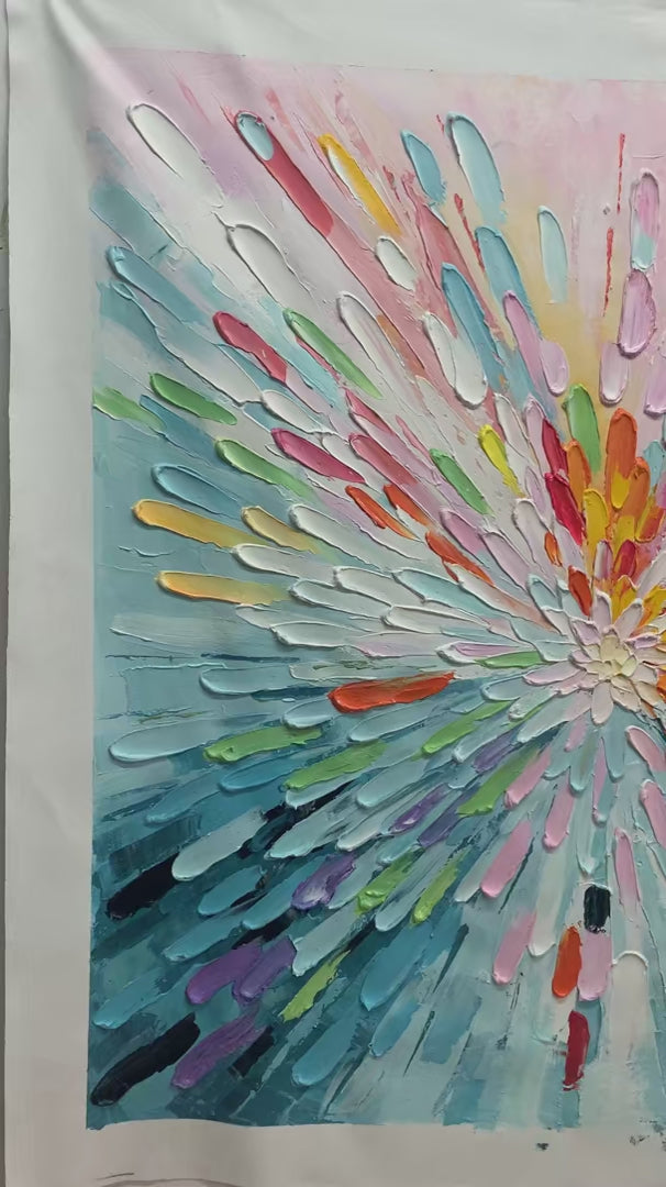 Colorful Abstract Burst Oil Painting - Modern Art - Image 4