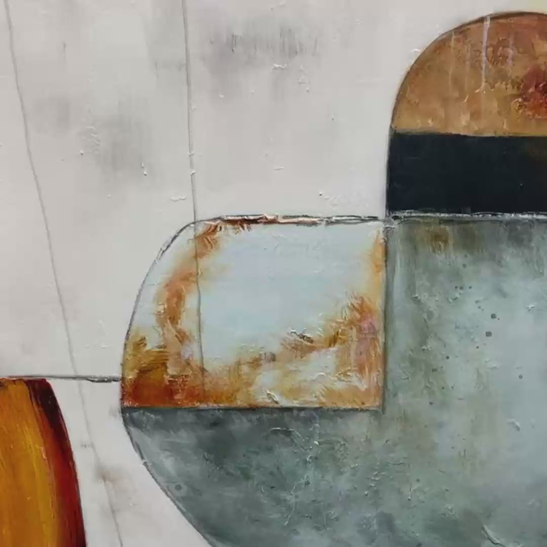 SERENE SHAPES: Textured Abstract Minimalist Oil Painting - Image 3