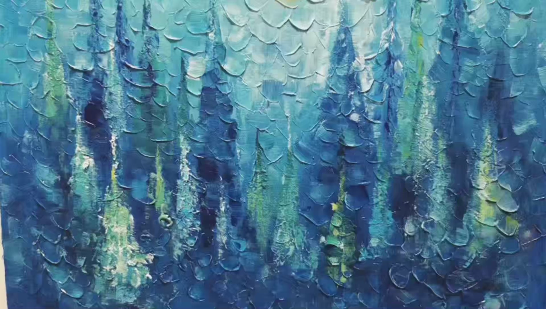 BLUE FOREST: Textured Forest Painting, Blue Landscape Wall Art, Square Canvas, Impasto Decor - Image 4