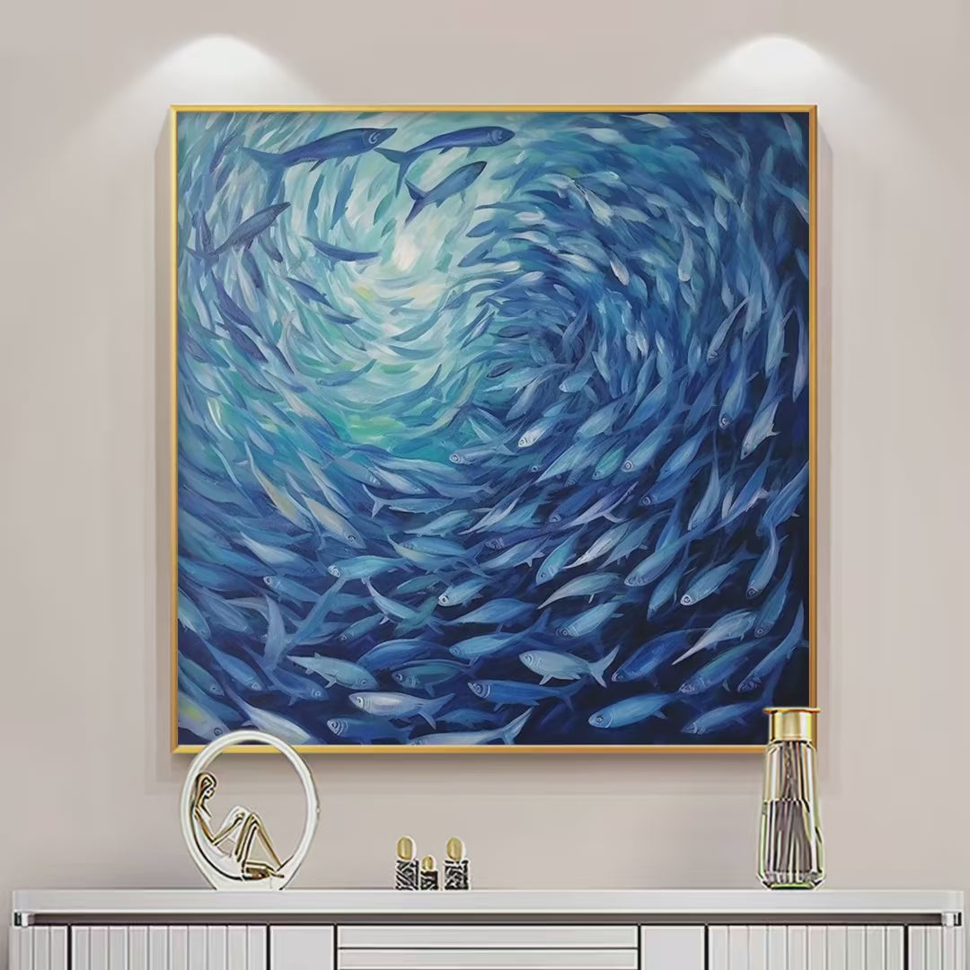 OCEANIC WHIRL: Dynamic Painting of a School of Fish - Image 2
